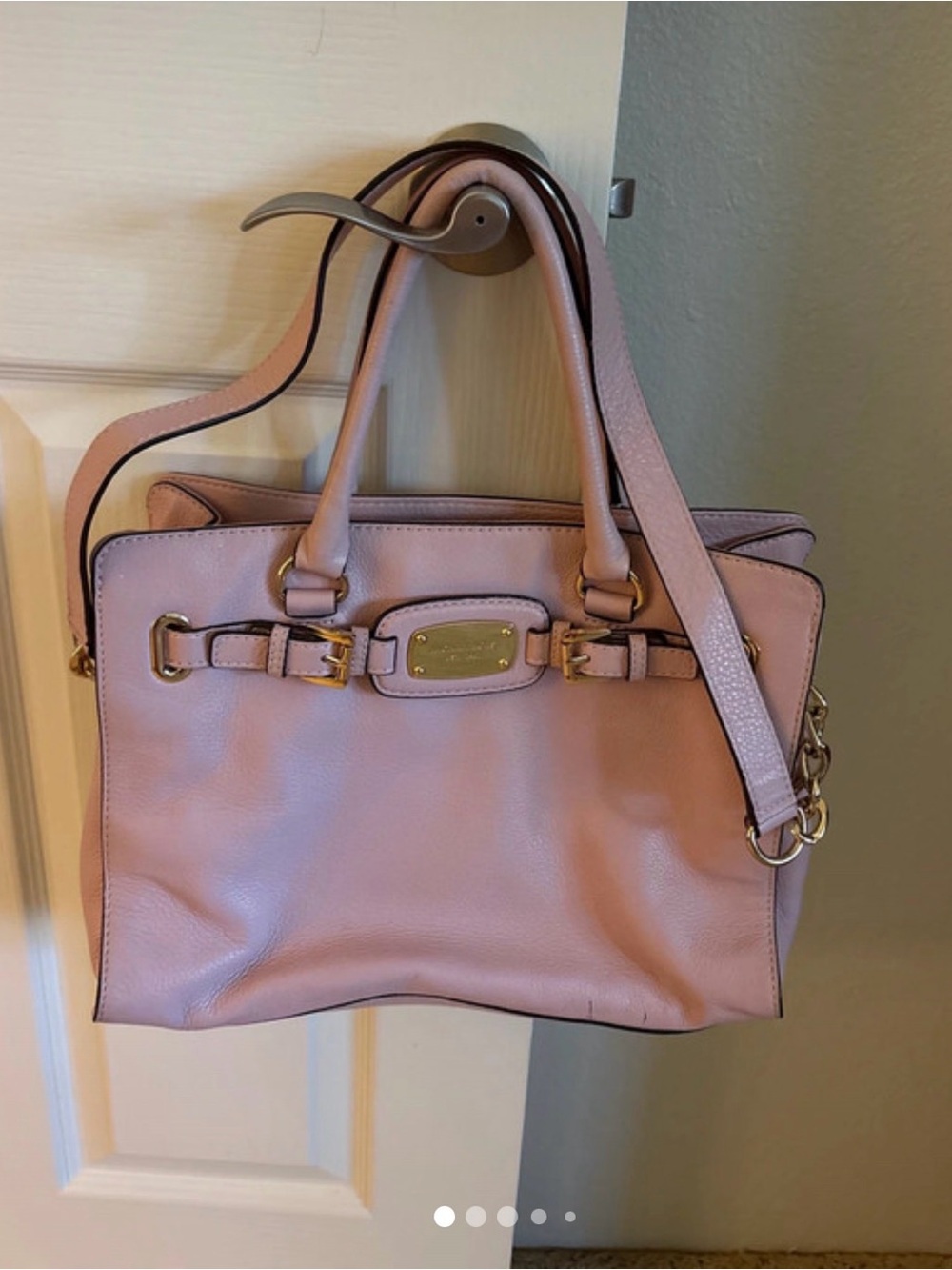 Michael Kors Pink Leather Satchel with Gold Plate